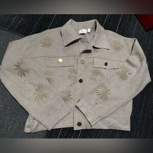 Cyrus Taupe Floral Utility Jacket